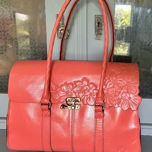 Patricia Nash Leather Coral Tote Like New